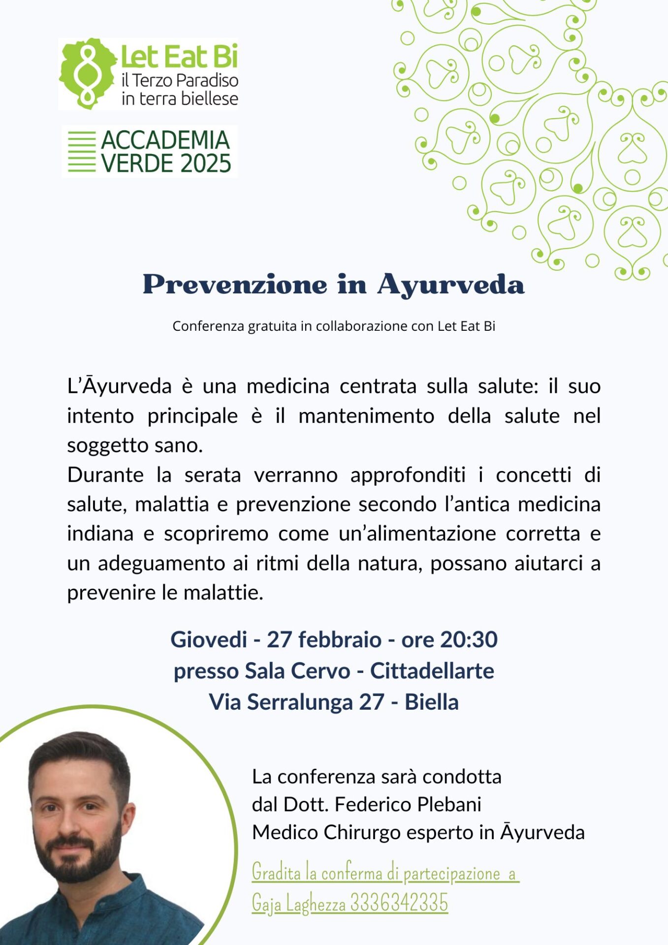 Conferenza Ayurveda Cittadellarte - Biella